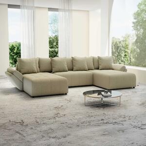 Colțar extensibil dumonde cu ladă de depozitare si sezut confortabil din spuma high-density, Berlin U Enjoy Camel 400x185 cm