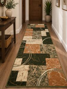Traversa festonata, Model Lotos 15001 310 Latime 100 cm, Verde Dreptunghi, 100 x 300