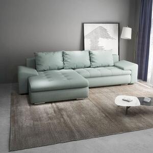 Colțar extensibil dumonde cu ladă de depozitare si sezut confortabil din spuma high-density, Leonardo Enjoy Mint 260x185 cm