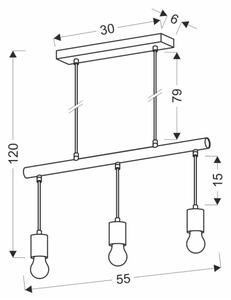 Candelabru pe un șir IZZY 3xE27/60W /230V