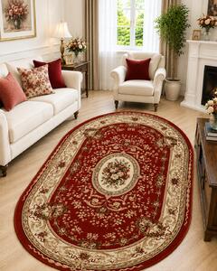 Model Lotos 568, Covor Oval, Rosu Grena 250x350