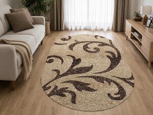Covor Pufos Sufragerie Dormitor, Model Fantasy 12516-89 Oval, Bej Oval, 200x300