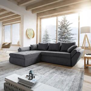 Colțar extensibil dumonde cu ladă de depozitare si sezut confortabil din spuma high-density, Loana Enjoy Grafit 270x185 cm