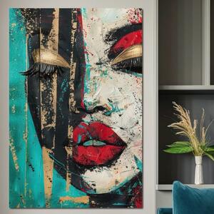 Tablou Canvas Premium LuxCanva® G1024, Femeia Din Haos , Avangardist, Culori, Metalic, Portret, Expresionism, Emotie, Roz, Living, Dormitor