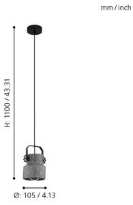 Eglo 39854 - Pendul cu cablu HILCOTT 1xE27/40W/230V