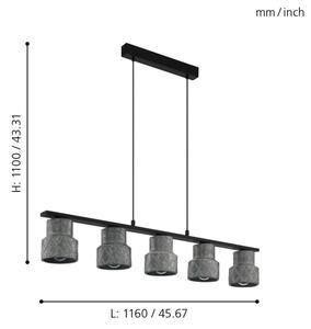 Eglo 39855 - Lustră HILCOTT suspendată pe cablu, 5xE27/40W/230V
