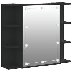 Dulap cu oglindă și LED, negru, 70x16,5x60 cm