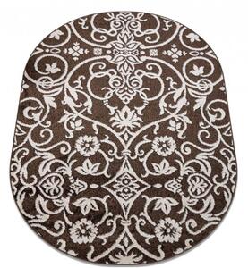 Covor Sufragerie Dormitor, Model Ramuri 16026 13, Oval, Crem Maro Oval, 60x110