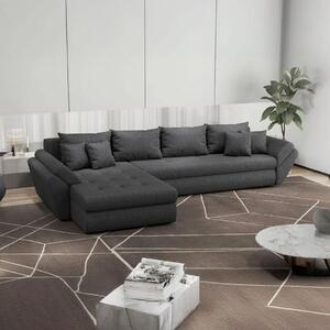 Colțar extensibil dumonde cu ladă de depozitare si sezut confortabil din spuma high-density, Loana XL Enjoy Grafit 335x185 cm