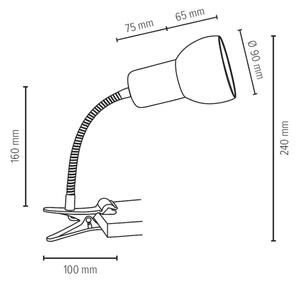 Spot-Light SVENDA 2224174WF - Lampă cu clemă 1xE27/60W/230V