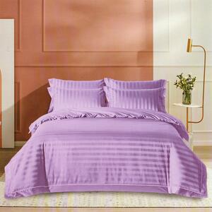 Set lenjerie pat damasc policoton XXL IMP28, lila, 230x260 cm, cu cear