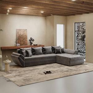 Colțar extensibil dumonde cu ladă de depozitare si sezut confortabil din spuma high-density, Loana XL Monolith Gri Antracit II 335x185 cm