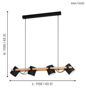 Eglo 43424 - Lustră pe cablu HORNWOOD 4xE27/28W/230V
