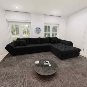 Colțar extensibil dumonde cu ladă de depozitare si sezut confortabil din spuma high-density, Loana XL Monte Negru II 335x185 cm