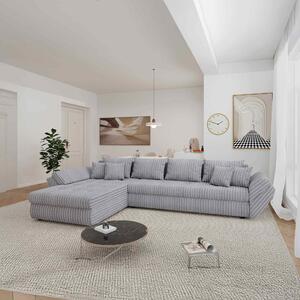 Colțar extensibil dumonde cu ladă de depozitare si sezut confortabil din spuma high-density, Loana XL Tilia Gri 86 335x185 cm