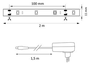 Banda LED RGB MAGIC 2 m, 12W, 230V, reglabilă + telecomandă