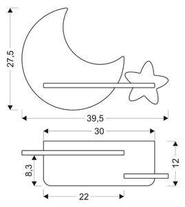 Aplică LED cu raft pentru copii MOON LED/5W/230V