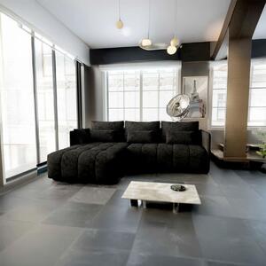 Colțar extensibil dumonde cu ladă de depozitare si sezut confortabil din spuma high-density, Malta Enjoy Black 235x185 cm