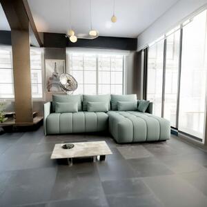 Colțar extensibil dumonde cu ladă de depozitare si sezut confortabil din spuma high-density, Malta Enjoy Mint II 235x185 cm
