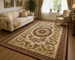 Covor Clasic, Model Lotos 539 120 Dreptunghiular, Crem Rosu Dreptunghi, 80x150