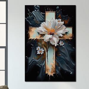 Tablou Canvas Premium LuxCanva® H1026 Crucea cu Flori , Flori, Cruce, Delicatete, Gingasie, Speranta, Puritate, Univers, Cale, Living, Dormitor