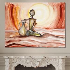 Tablou Canvas Premium LuxCanva® GL1070, Caldura Desertului , Ancestral, Spirit, Soare, Desert, Femeie, Apa, Nisip, Pustiu, Pamant, Living, Dormitor