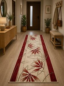 Model Lotos 552 120, Traversa festonata, Latime 80 cm, Crem Rosu Rosu, 80 x 300, Dreptunghi