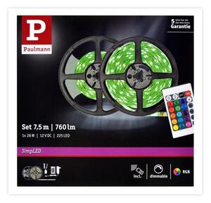 Bandă dimabilă LED RGB/26W Paulmann 78979 SIMPLED 7,5m 230V + telecomandă