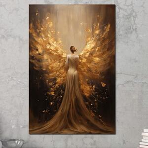 Tablou Canvas Premium LuxCanva® GV1054, Ingerul Renasterii, Aripi, Inger, Rai, Etern, Spirit, Flacari, Aurit, Ascensiune, Zbor, Divin, Living, Dormitor