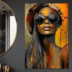 Tablou Canvas Premium, LuxCanva® G1100, Privirea Care Arde, Piele, Aur, Umbre, Soare, Stralucire, Rebela, Fashion, Art, Vara, Living, Dormitor