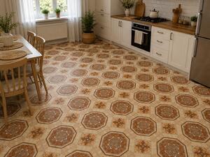 Covorul PVC linoleum Lidia, Latimi 1m, 1.5 m, 2 m, 2.5 m, 3 m, Maro, Suport Pasla 250 x 300