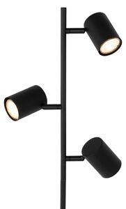 Lampa de podea moderna neagra cu lemn 3 lumini - Jeana