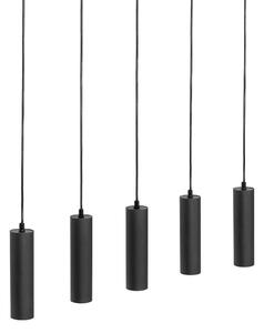 Lampa suspendata moderna neagra cu lemn 5 lumini - Jeana