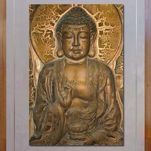 Tablou Canvas Premium LuxCanva® I104, Aur si Intelepciune, Buddha, Aur, Zen, Meditatie, Pace, Liniste, Echilibru, Energie, Spiritualitate, Lotus, Living, Dormitor