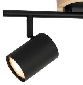 Spot modern negru cu lemn rabatabil 2 lumini - Jeana