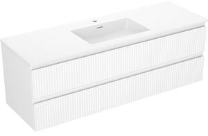 Mexen Rivel, mobilier de baie 140 cm cu lavoar Otis, 2 sertare, canelat, alb mat, 91A20-14047-2-BFF01-W18M01