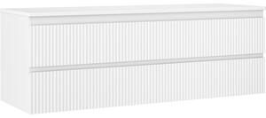 Mexen Rivel, mobilier de baie sub lavoar 140 cm cu partea superioară, 2 sertare, canelat, alb mat, 91A20-14047-2-BFFC01