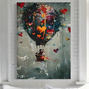 Tablou Canvas Premium, LuxCanva® C1265, Flying Hearts, Relaxare, Love, Heart, Living Room, Culori Vibrante