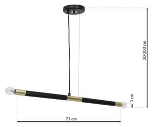 Lustră pe cablu BASTONE 2xE14/40W/230V neagră/aurie