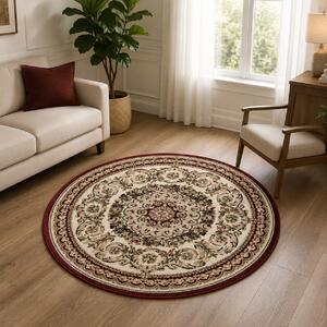 Covor Clasic Rotund, Model Lotos 539 120, Crem Rosu Rotund, Rosu, 200x200