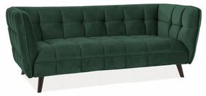 Canapea CASTELLO 3, verde/wenge, stofa catifelata/lemn/PAL, 200x85x78