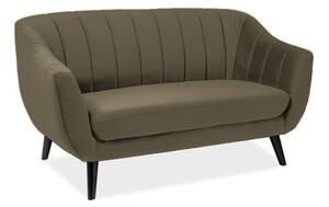 Canapea ELITE 2, verde maslin/wenge, stofa catifelata/lemn/PAL, 153x85