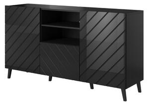 Comoda ABETO, negru, PAL/MDF laminat/plastic, 150x42x82 cm