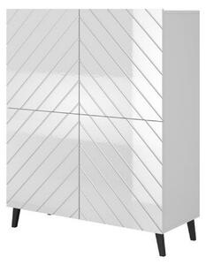 Comoda ABETO, alb/negru, PAL/MDF laminat/plastic, 101x40x122 cm