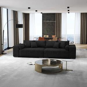 Canapea extensibilă dumonde cu ladă de depozitare si sezut confortabil din spuma high-density, Marbela Enjoy Black XXL 295x120 cm