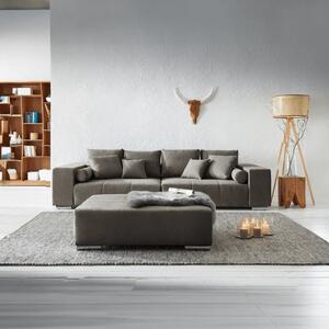 Canapea extensibilă dumonde cu ladă de depozitare si sezut confortabil din spuma high-density, Marbela Enjoy Kaki XXL 295x120 cm cu taburet inclus
