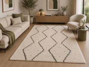 Covor Belgian Sufragerie Dormitor, Model Gent 51497 361 , Dreptunghiular, Crem Negru 160 x 230, Dreptunghi, Crem