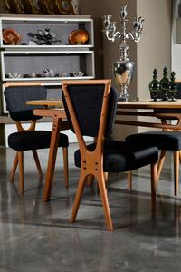 Set 2 scaune PALACE V2, gri antracit/stejar, lemn/stofa, 47x47x92 cm