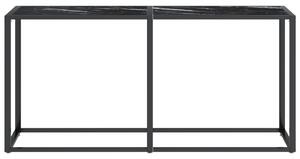 Masă consolă, negru marmură, 160x35x75,5 cm, sticlă securizată