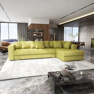 Colțar extensibil dumonde cu ladă de depozitare si sezut confortabil din spuma high-density, Gloria Enjoy Green II 320x183 cm